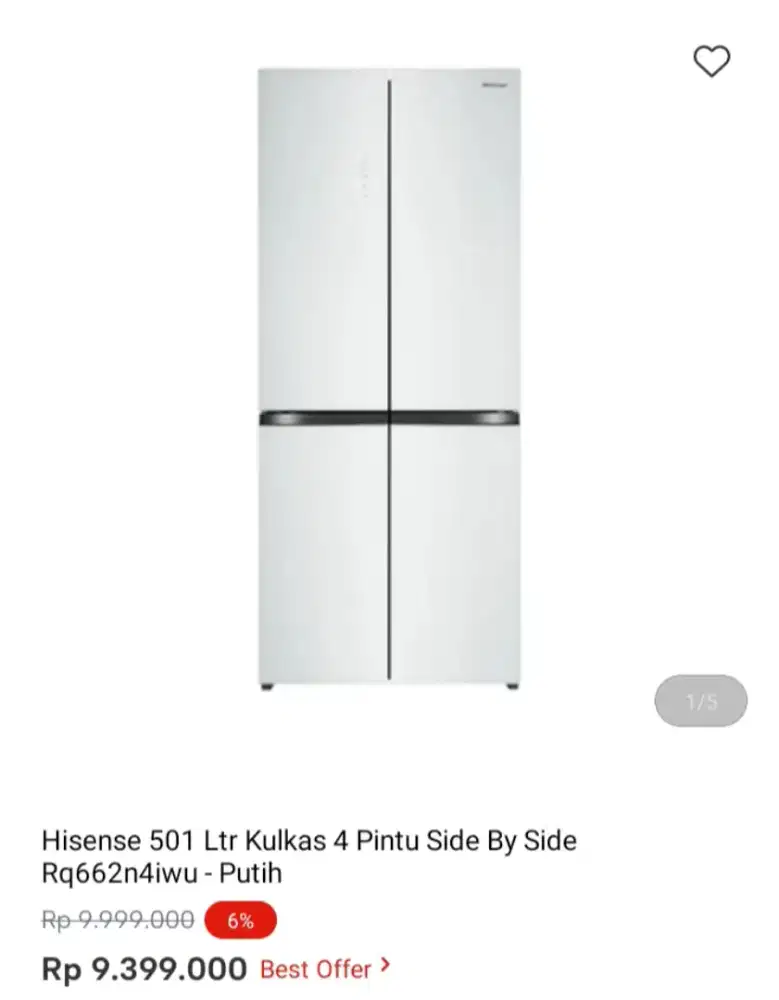 hisense 501 Ltr Kulkas 4 Pintu Side By Side Rq662n4iwu - Putih