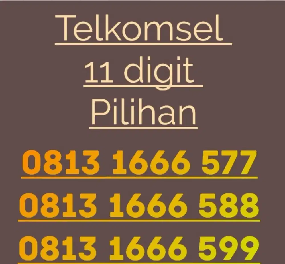 Nomor cantik Telkomsel 11 digit rapi