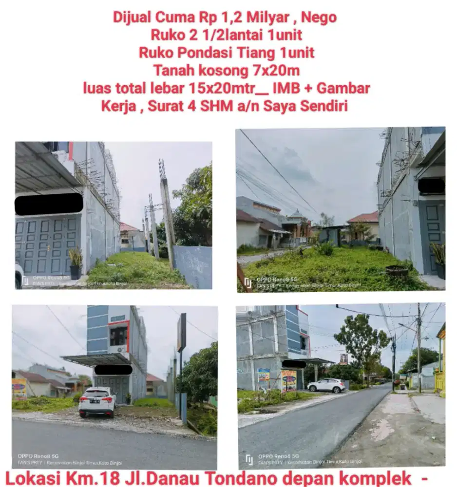 Dijual Cepat Tanah dan Rumahtoko Strategis Kota Binjai