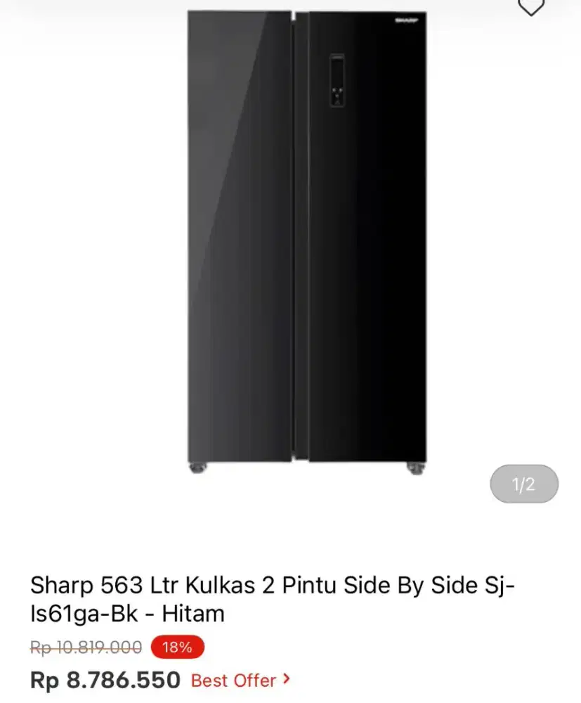 KULKAS SBS SHARP SJ-IS61GA-BK 563LTR