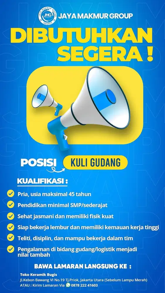 DIBUTUHKAN SEGERA KULI GUDANG