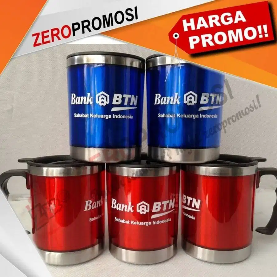 Mug Stainless Gagang CO-315 Custom Logo untuk Souvenir Premium