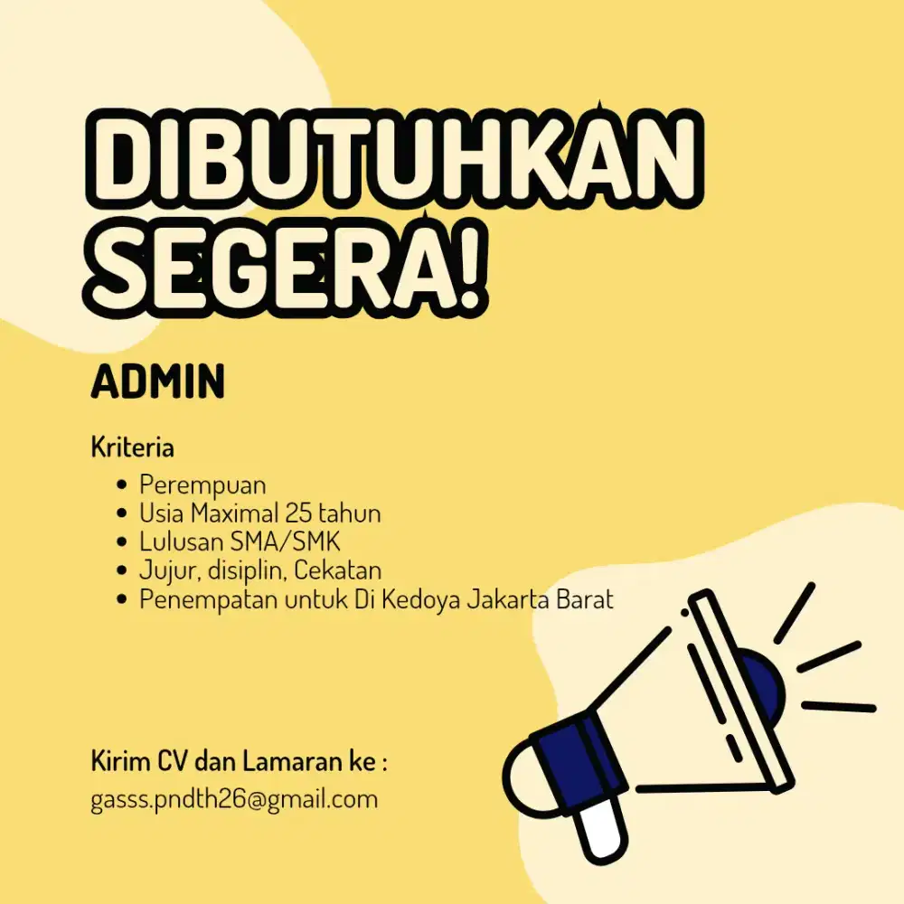 Dibutuhkan segera admin penjualan
