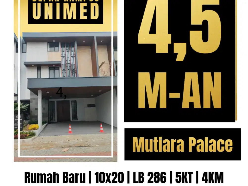 Rumah baru komplek Mutiara Palace depan kampus unimed