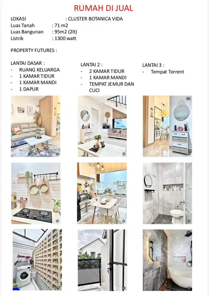 DIJUAL RUMAH VIDA, CLUSTER BOTANICA