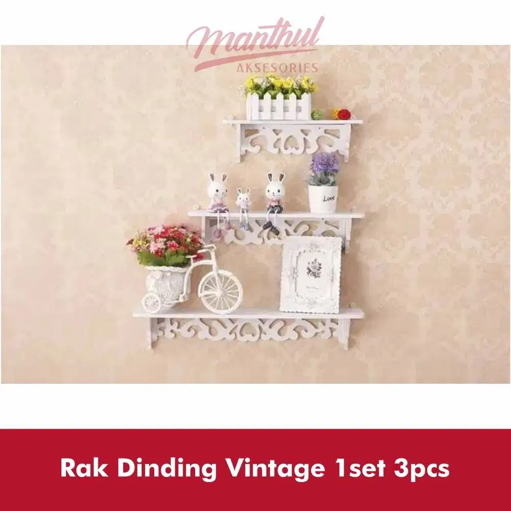 Rak Dinding Vintage 1set 3pcs Rak dinding Pajangan