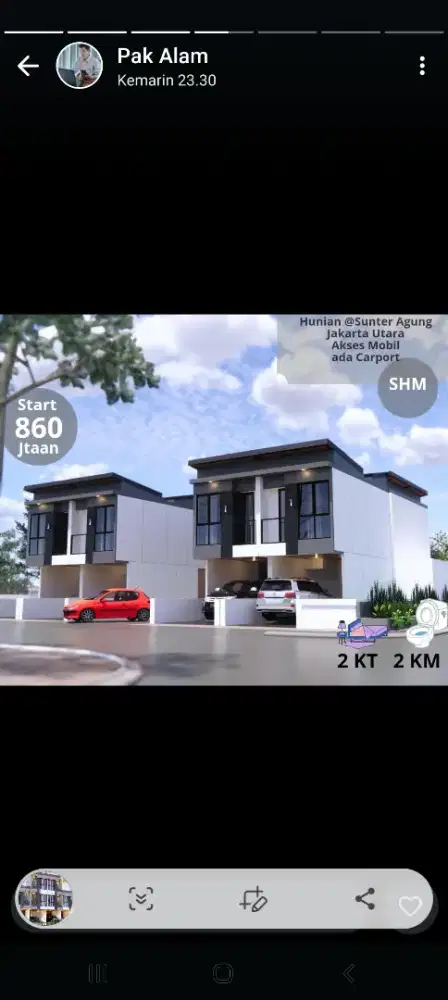 Rumah 2 lantai design minimalis harga murmer 10 menit ke stadion jis