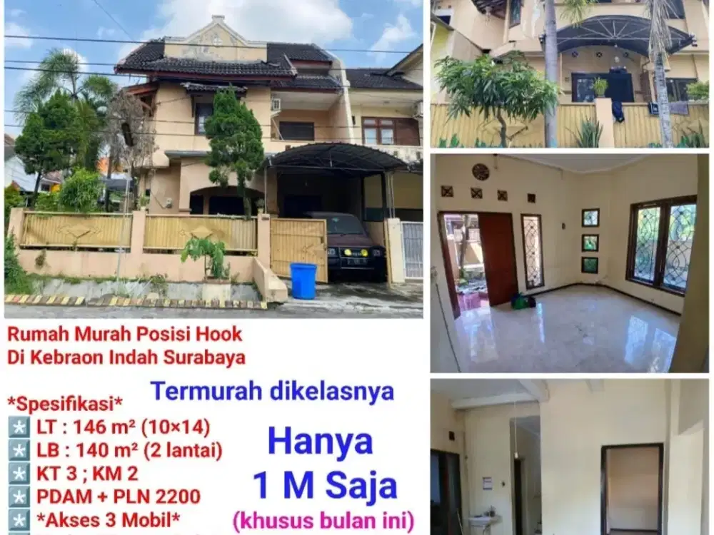 Rumah murah hook dijual cepat lokasi di kebraon karang pilang wiyung