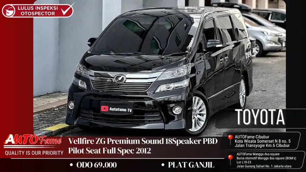 Toyota Vellfire ZG Premium Sound 18Speaker PBD Pilot Seat 2012
