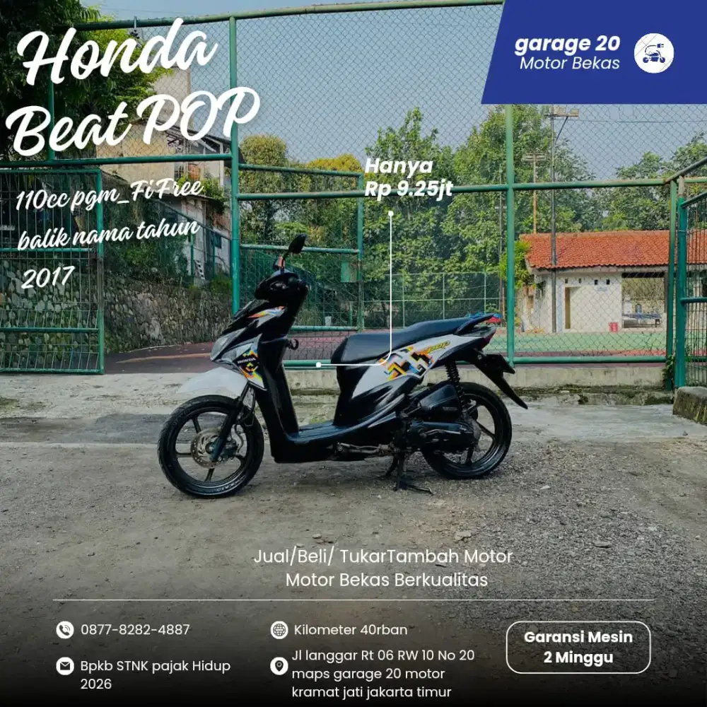 Honda Beat Pop 110cc Pgm_Fi 
Tahun = 2017