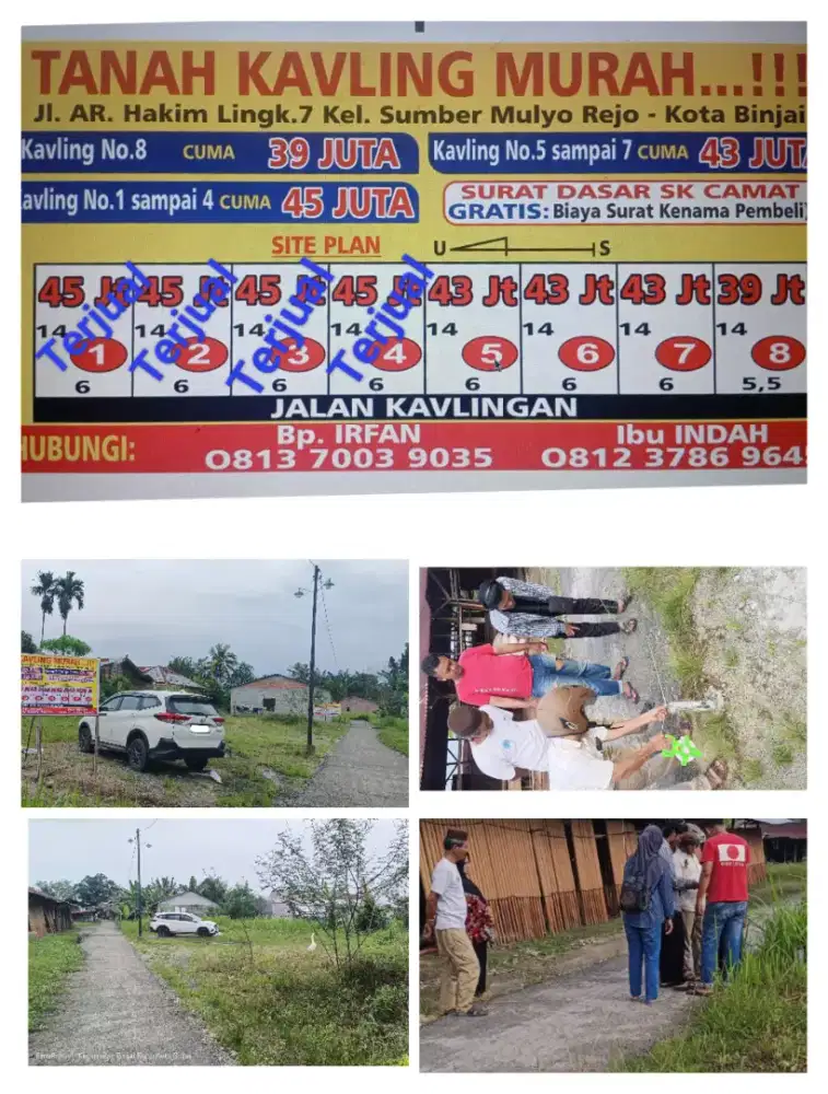 Dijual Cepat Tanah Kavlingan Murah Strategis Kota Binjai