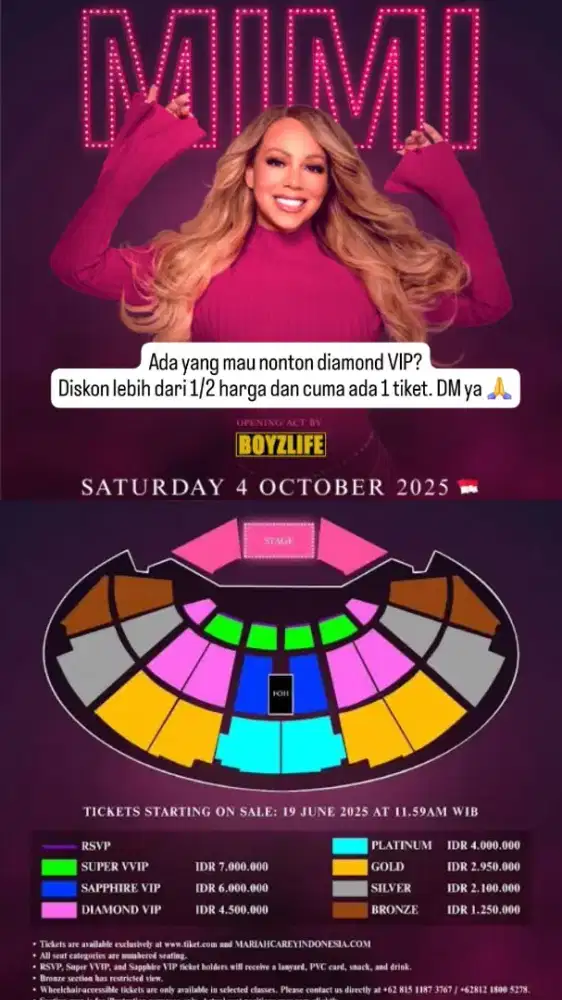Dijual Tiket Konser MIMI Mariah Carey