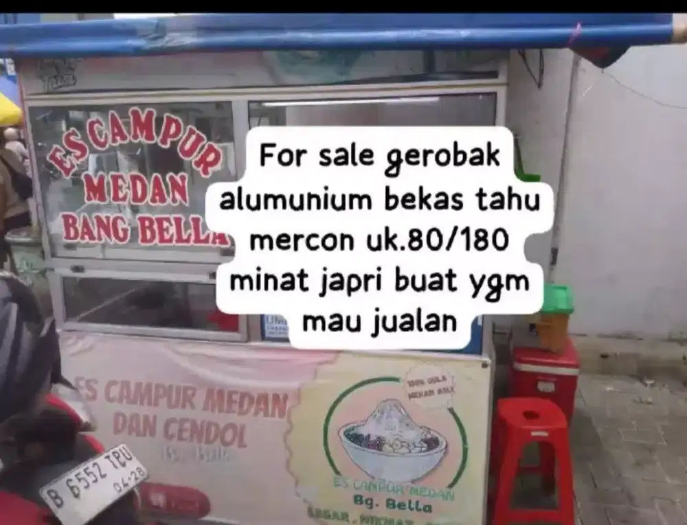 Gerobak Bekas Tahu mercon ukuran 80/180 alumunium layak pakai