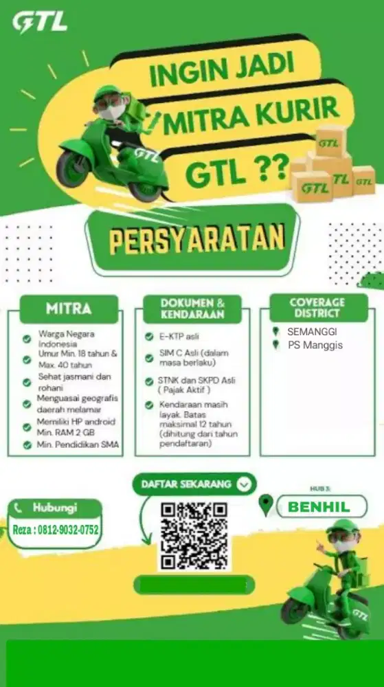 Di Butuhkan Kurir GTL Hub Benhil