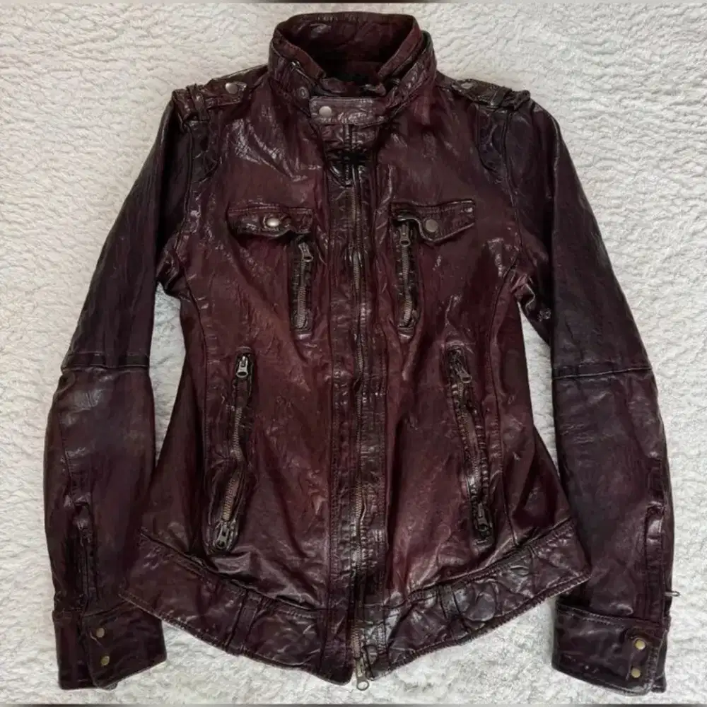 Jaket Kulit Maroon Vintage