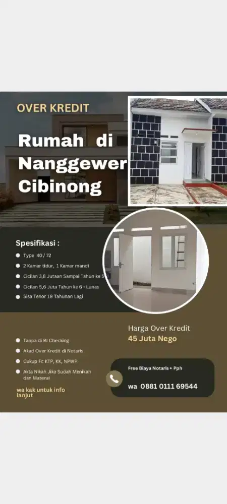 Over Rumah Bagus dan Strategis di Cibinong