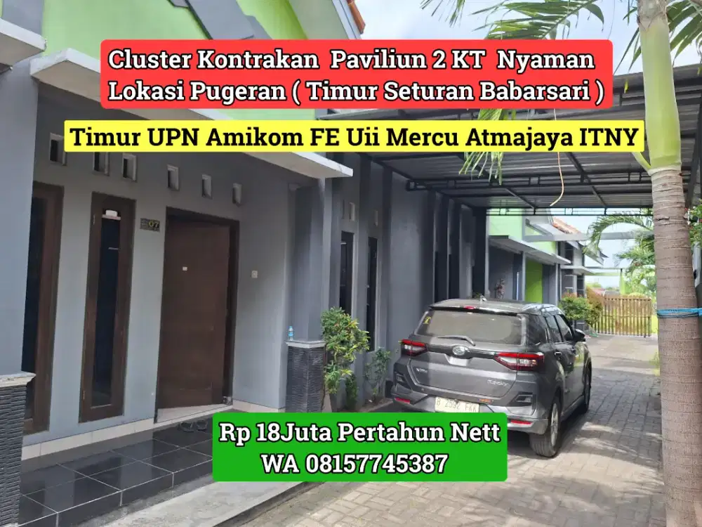 Kontrakan Paviliun 2 KT Pugeran ( Timur Seturan Babsrsari ) 18Jt Nett