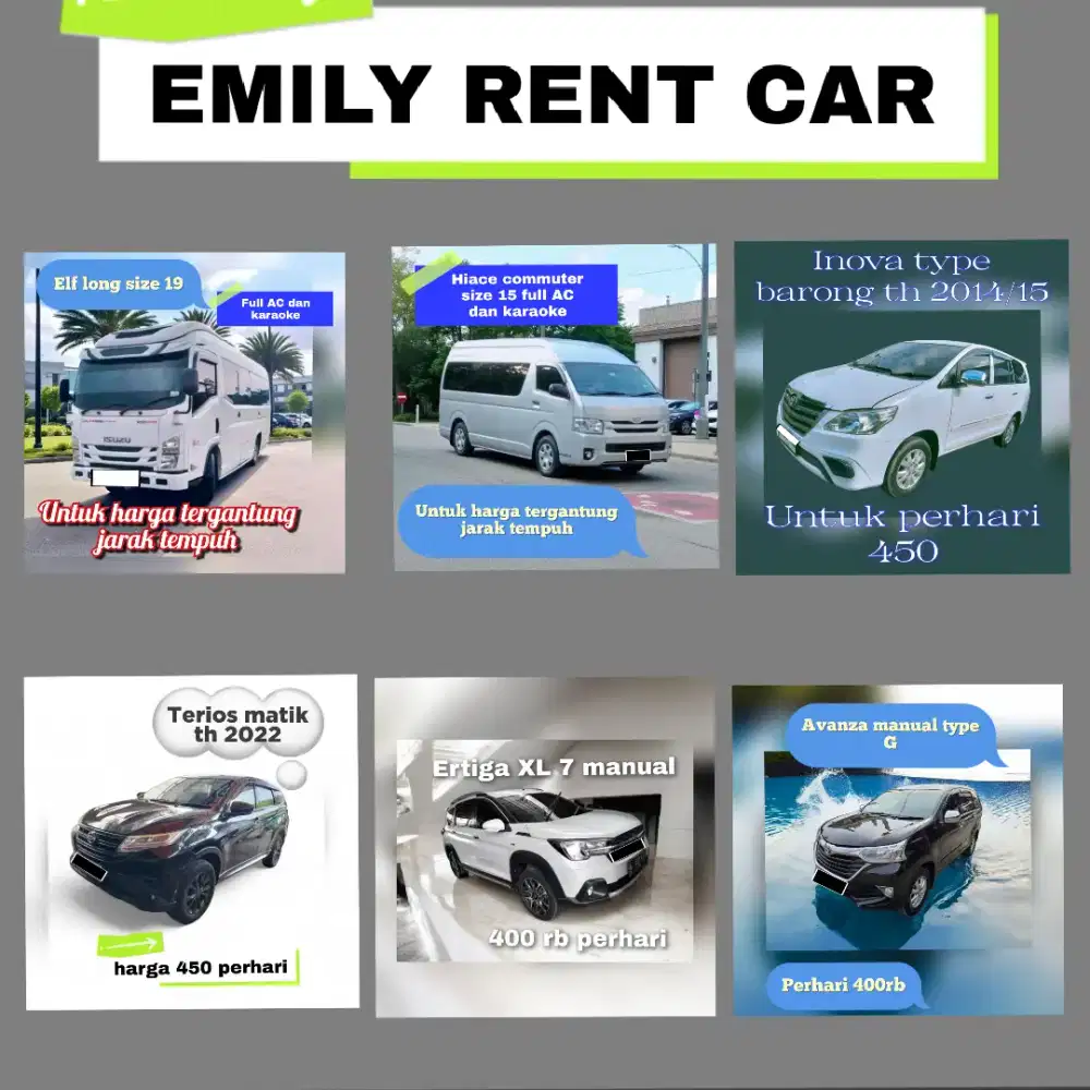 EMILY RENT CAR : Menyediakan bermacam mobil