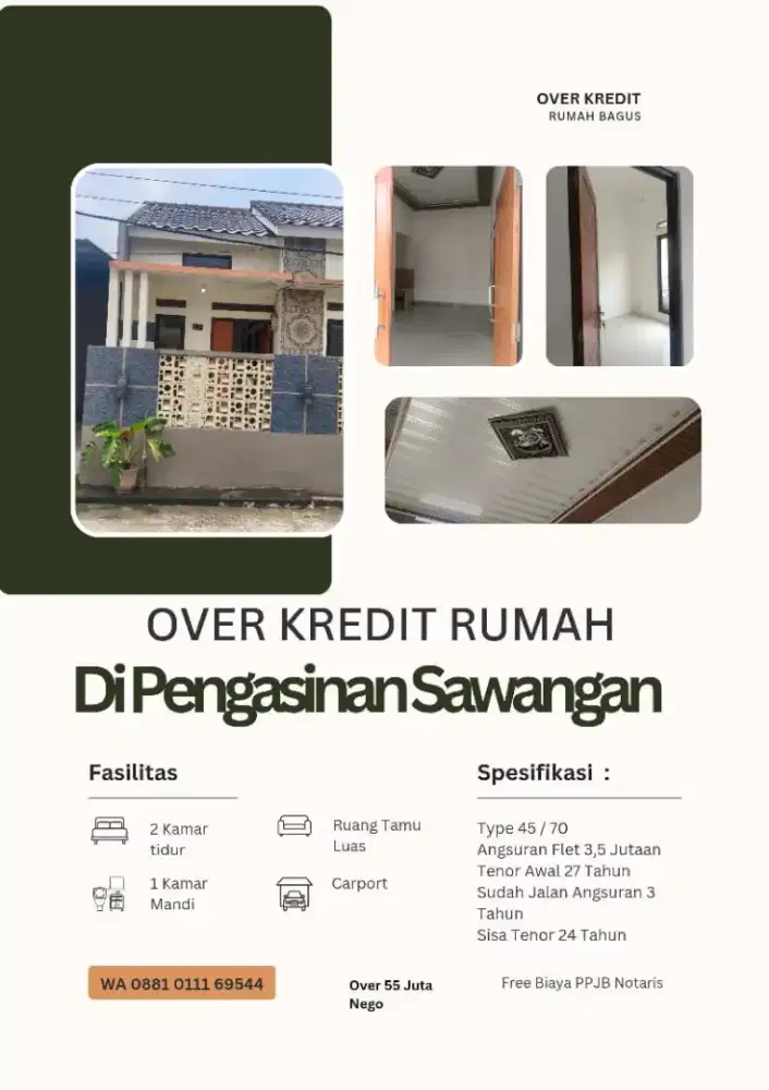 Ober Rumah Angsuran Flet Sampai Lunas di Sawangan