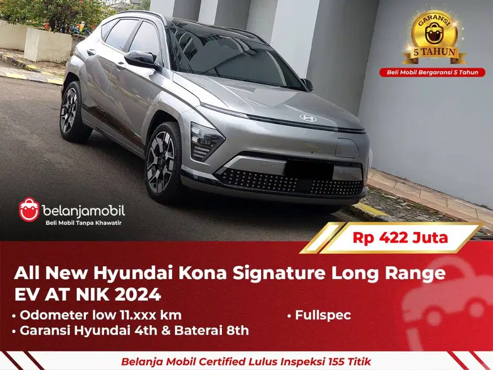 [ GARANSI 5TH ] Hyundai Kona Signature Long Range EV 2024/2025
