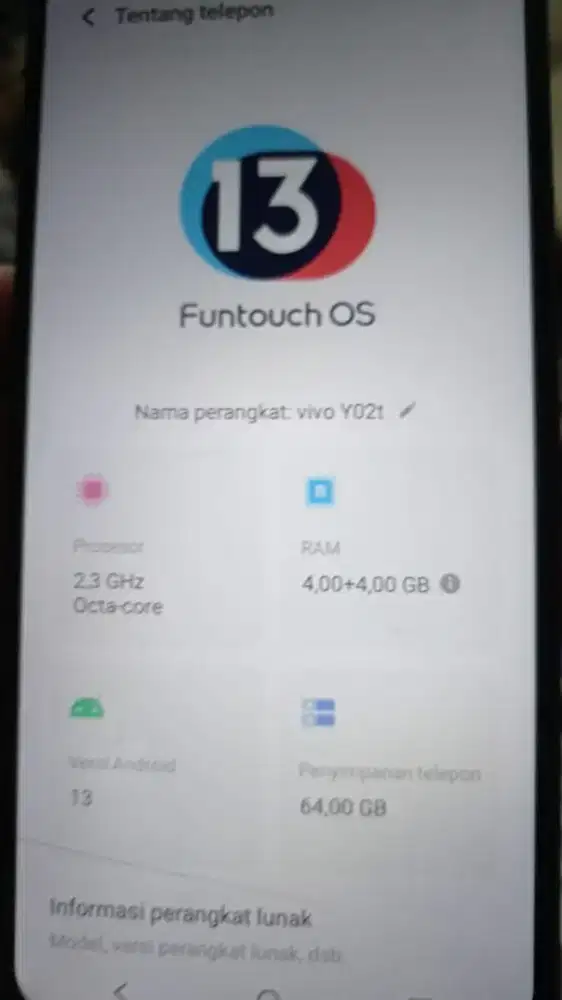 jual hp vivo Y02t batangan no kardus