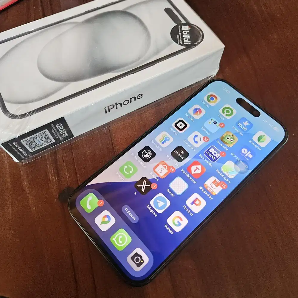 Jual iPhone 15 128gb iBox black mulus garansi on