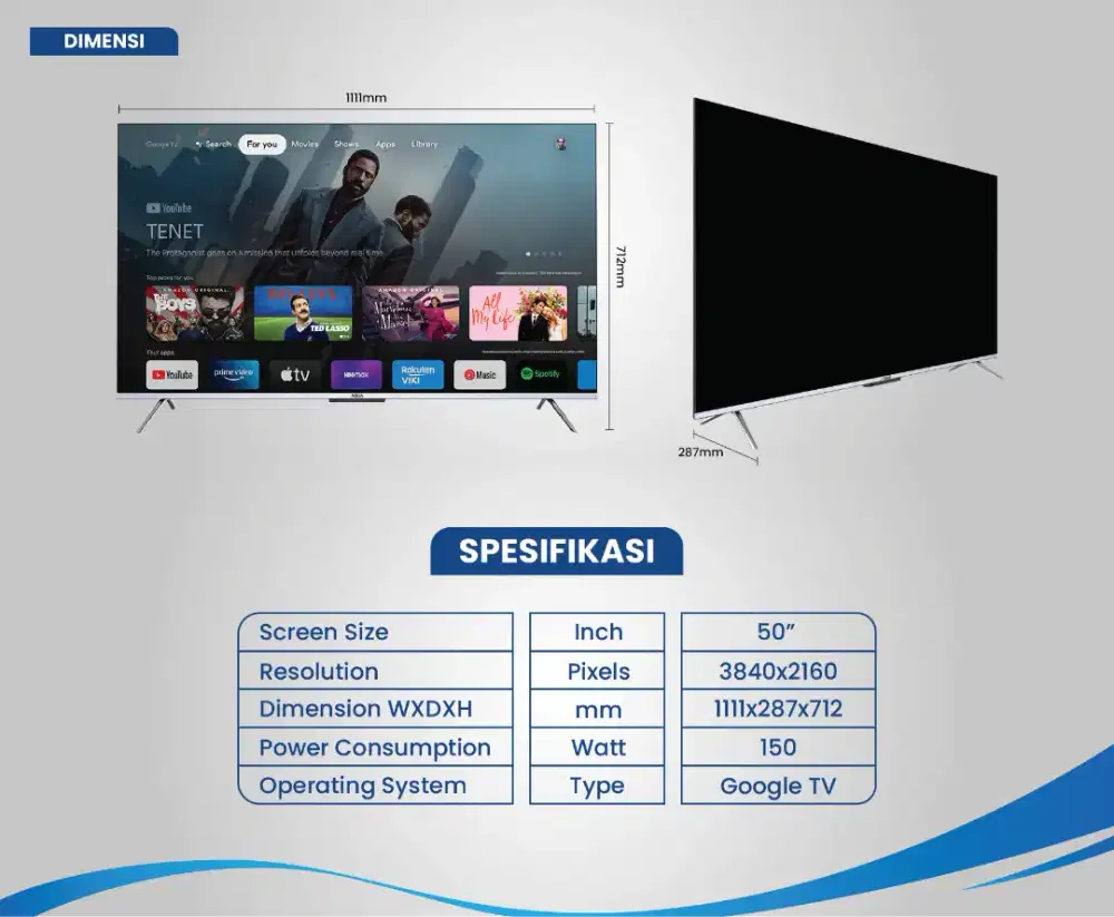 GOOGLE TV (AQT50P750UX) 50inch