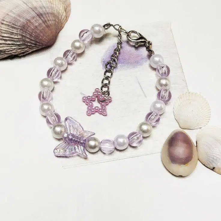 Gelang butterfly pearl lilac