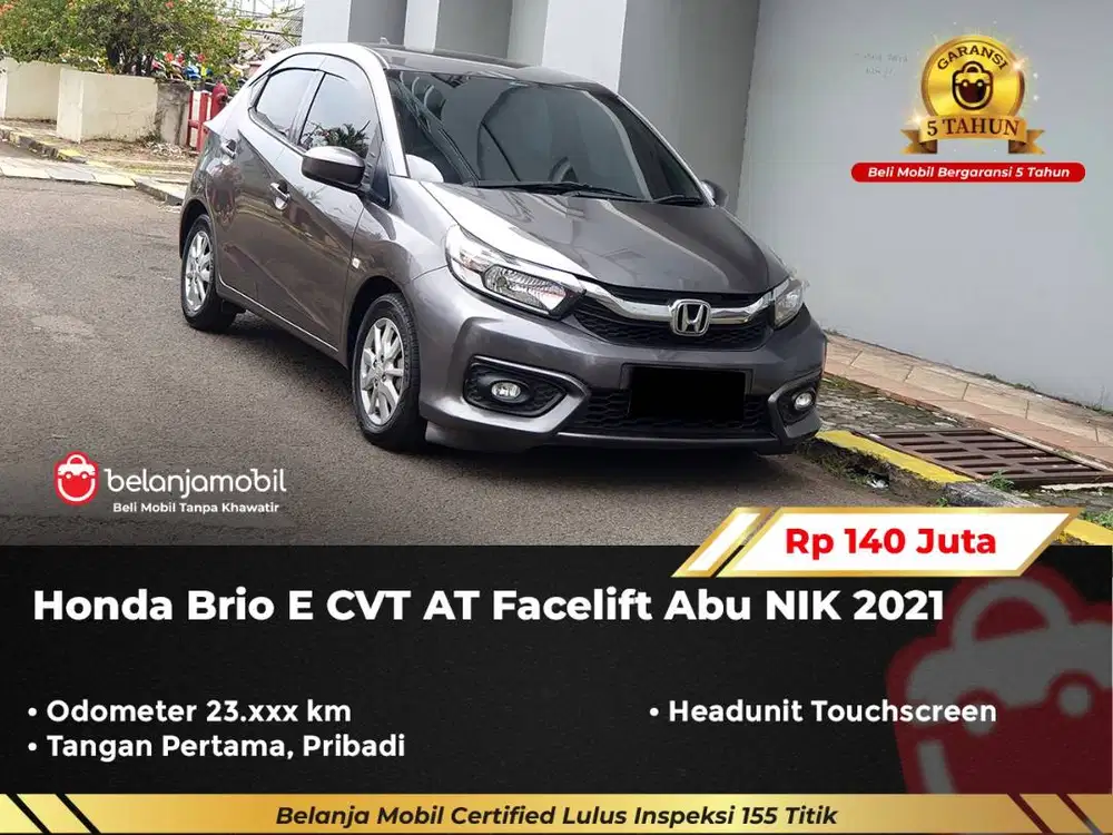 [ GARANSI 5TH ] Honda Brio E CVT AT Facelift Abu 2021/2022