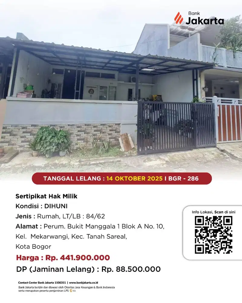 LELANG BANK DKI - DIJUAL VIA LELANG RUMAH PURI NIRWANA RESIDENCE