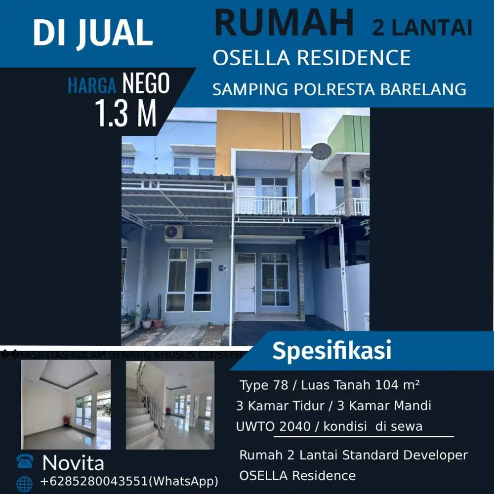 Rumah 2 Lantai OSELLA Residence ( Samping Polresta Barelang )