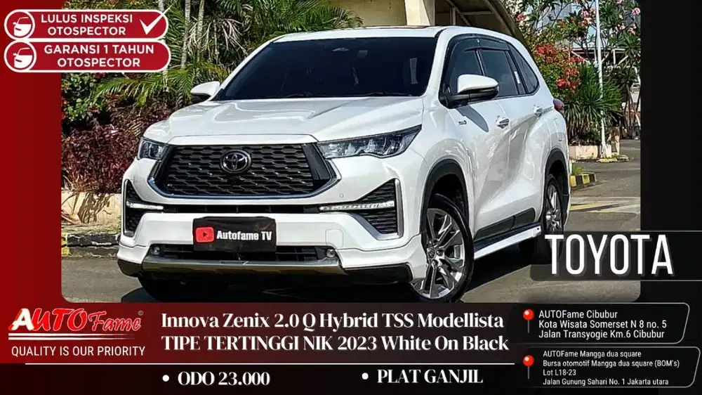 Toyota Innova Zenix 2.0 Q Hybrid TSS Modellista TIPE TERTINGGI 2023