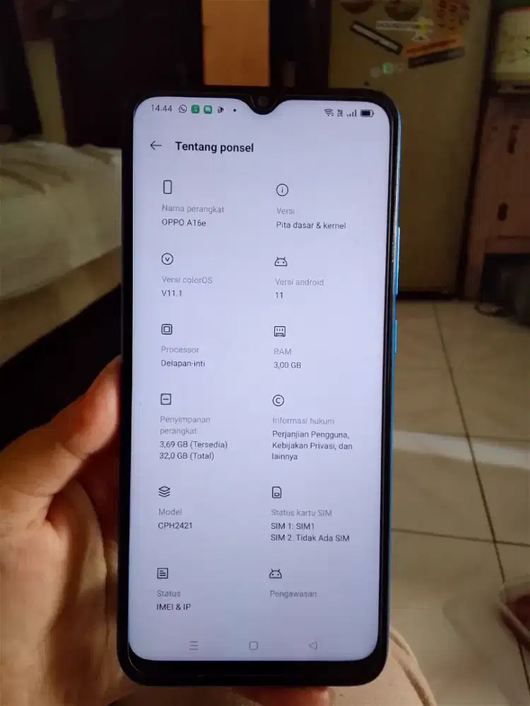 OPPO A16E RAM 3/32