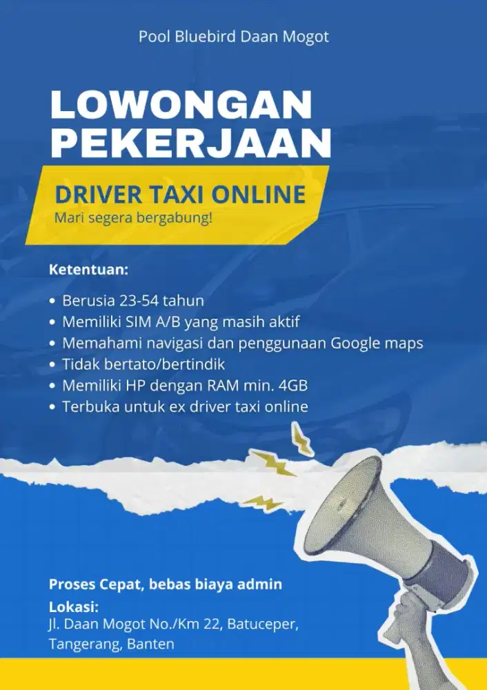 Lowongan Kerja Driver Taxi