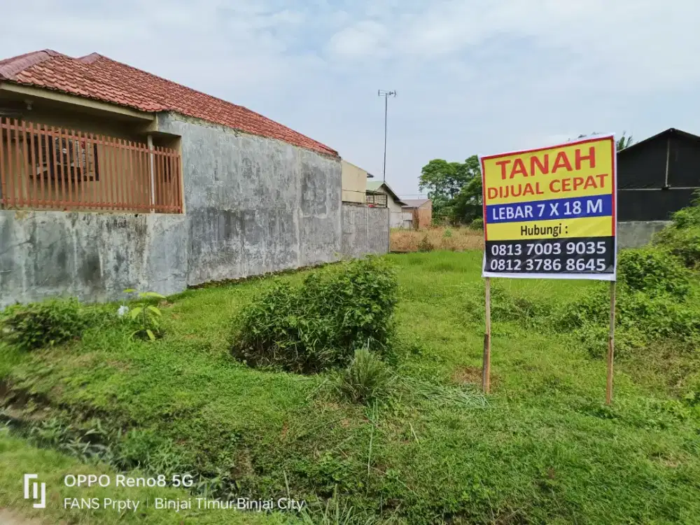 Dijual Cepat Murah Tanah Darat Strategis Binjai lebar 7X18m Cuma 80jt