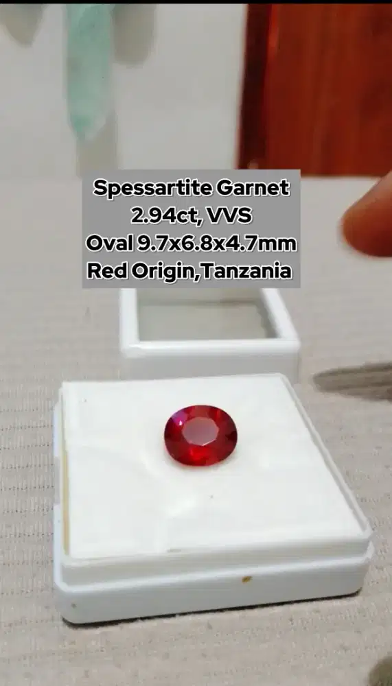 Spessartite garnet 2,94ct VVS,Red origin oval 9.7x6.8x4.7, Tanzania