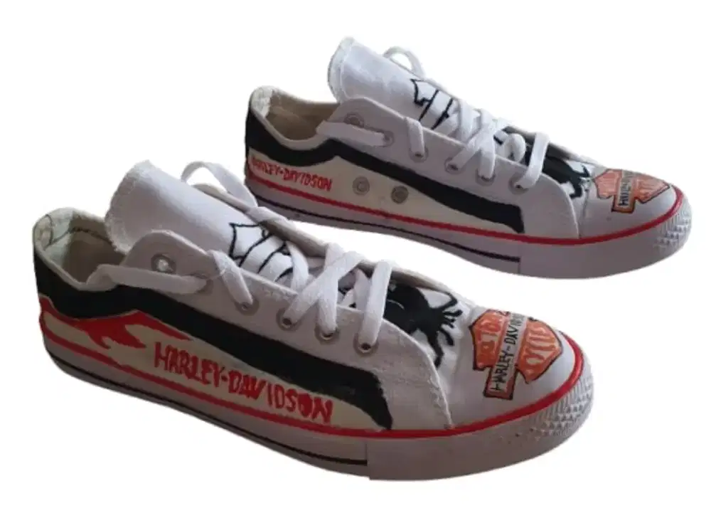 Sepatu harley davidson write dan hitam