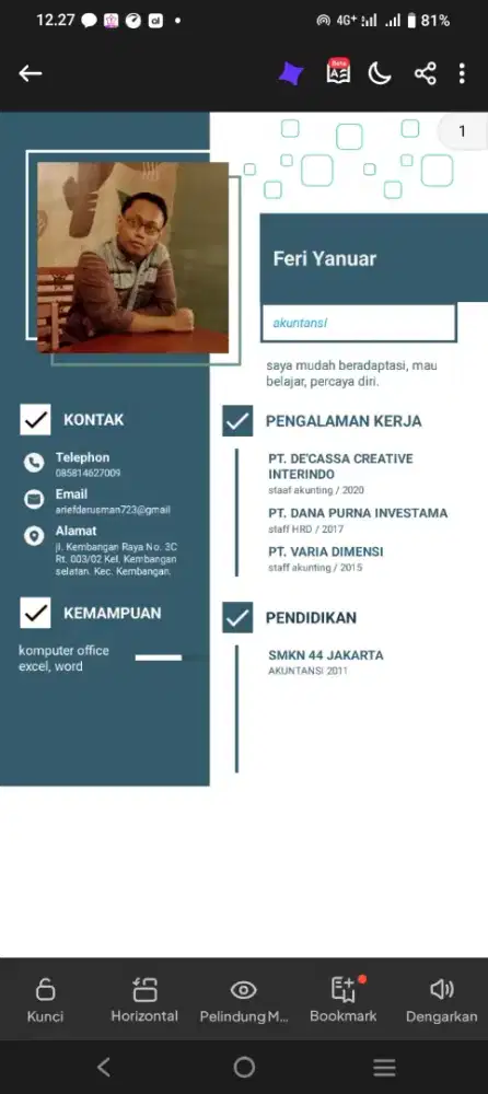 Saya mencari pekerjaan staff accounting