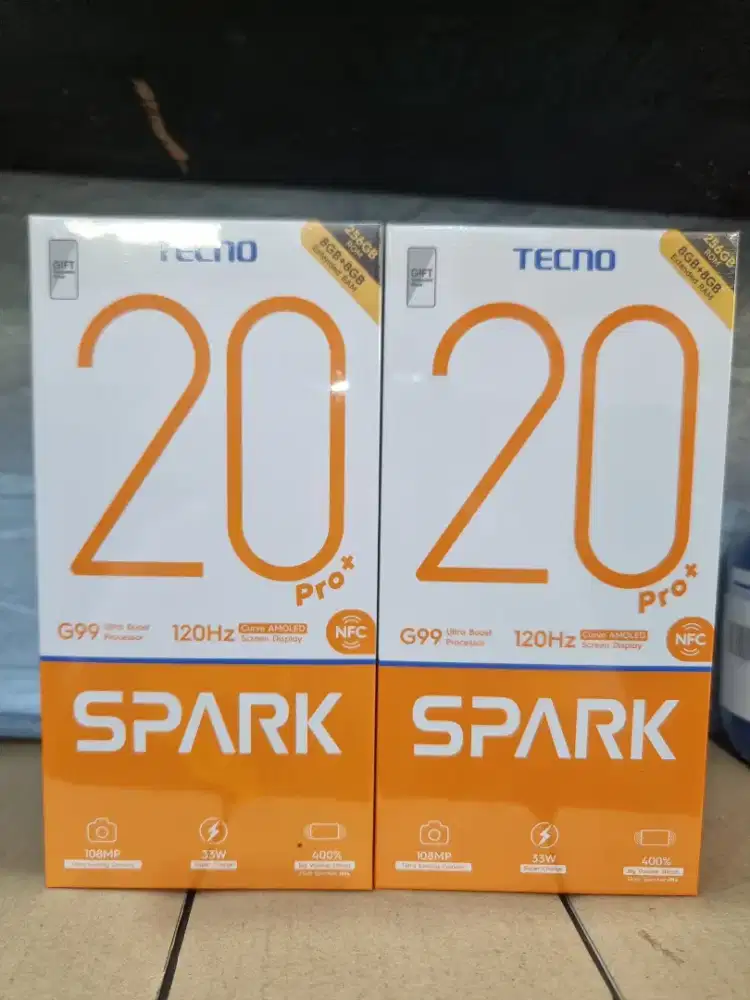 TECNO SPARK 20 PRO+ 8+8/256 ( LAYAR MELENGKUNG ) BARU GARANSI RESMI