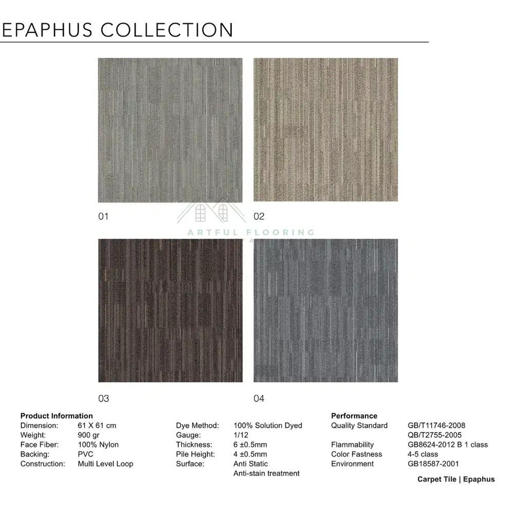 Karpet Tile Epaphus Collection By GSS - Uk 50cm x 50cm | Karpet Kantor