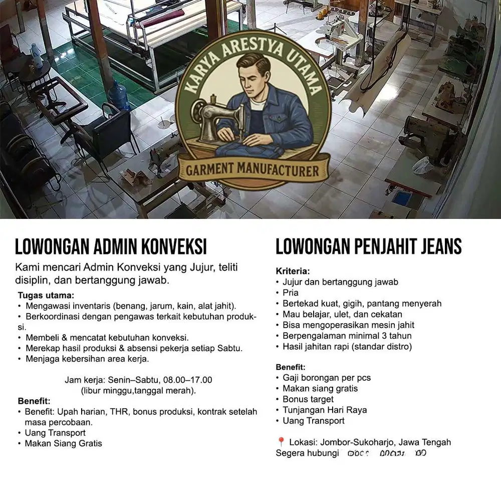 Admin konveksi dan penjahit