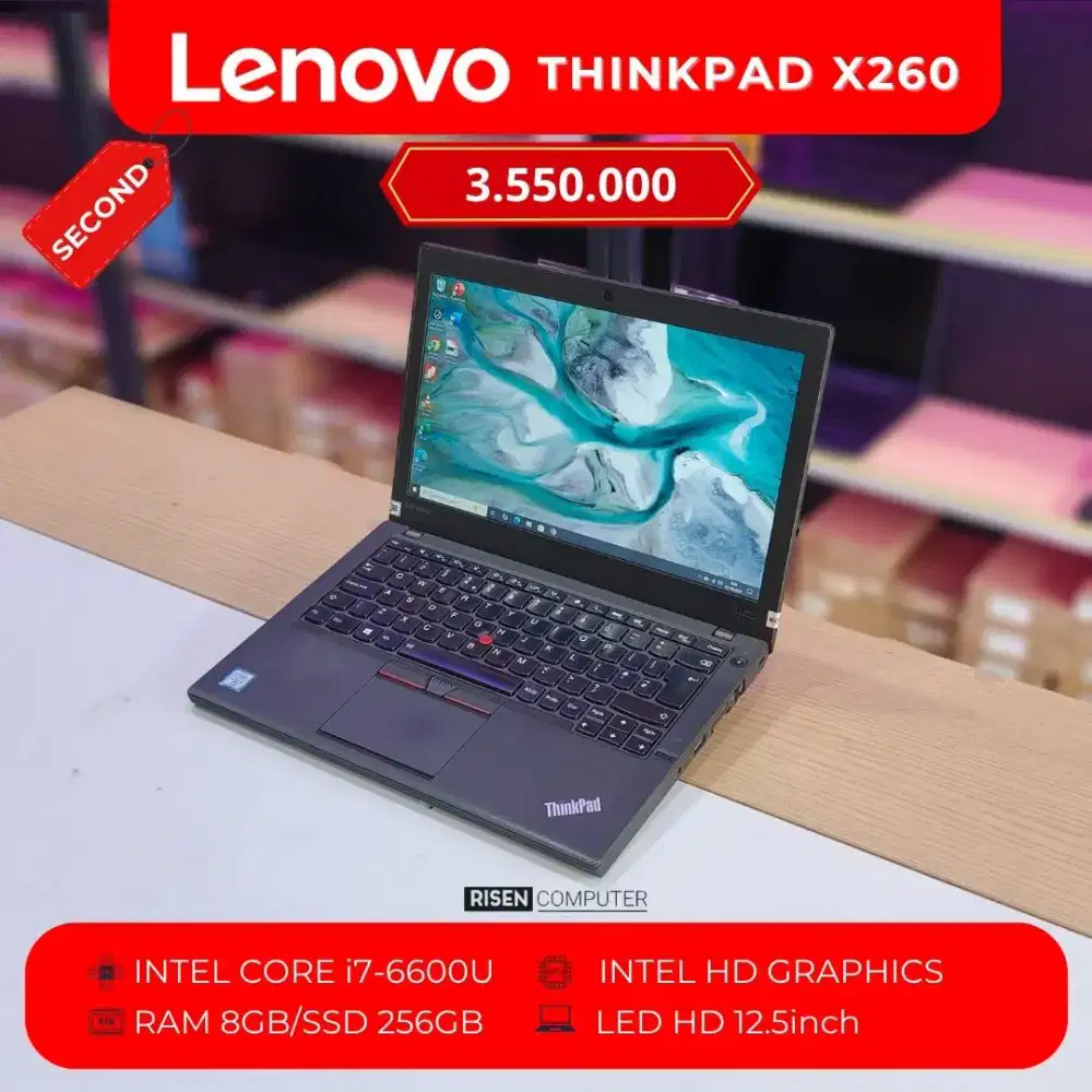 LENOVO THINKPAD X260 Intel Core I7-6600U HD 12.5inch RAM 8GB SSD 256GB