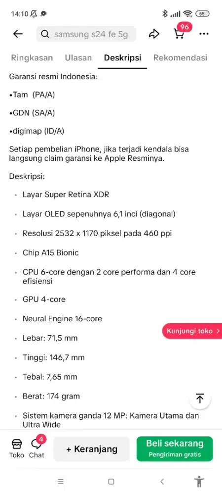 ip 13 new garansi aktif