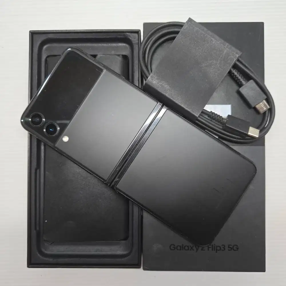 SAMSUNG GALAXY Z FLIP 3 5G 8/128 BLACK EX SEIN FULLSET NO MINUS EX SEI
