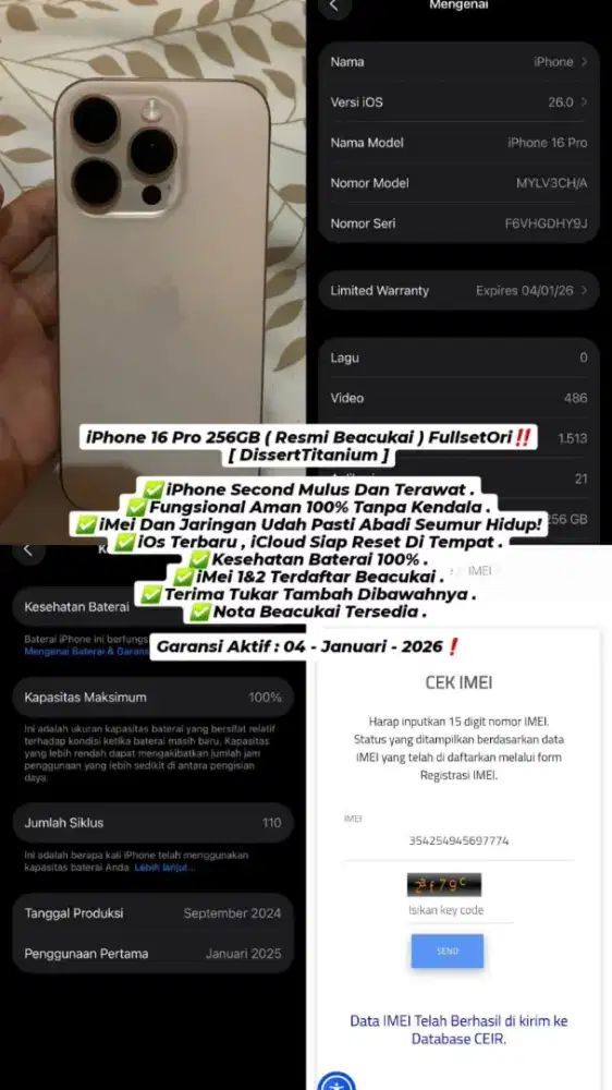 Iphone 16Pro 256Gb Beacukai