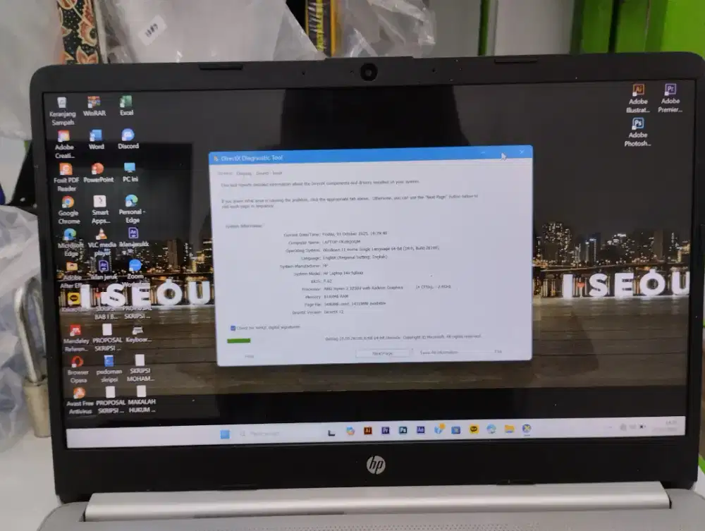 LAPTOP HP AMD RYZEN 3 3250U 8/500GB