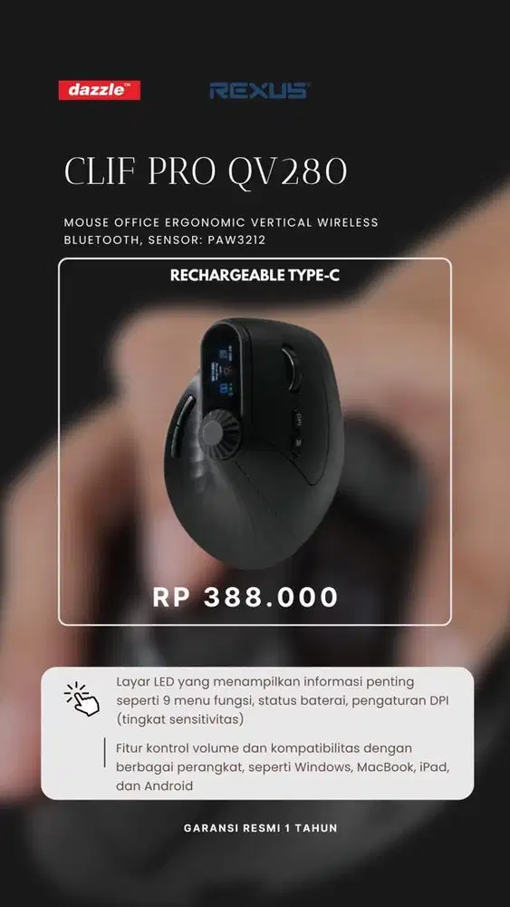 Mouse vertikal rexus Clif Pro QV-280