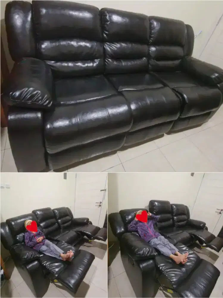 Sofa 3 seater Recliner Morrison Lazboy. Leather. Kulit asli