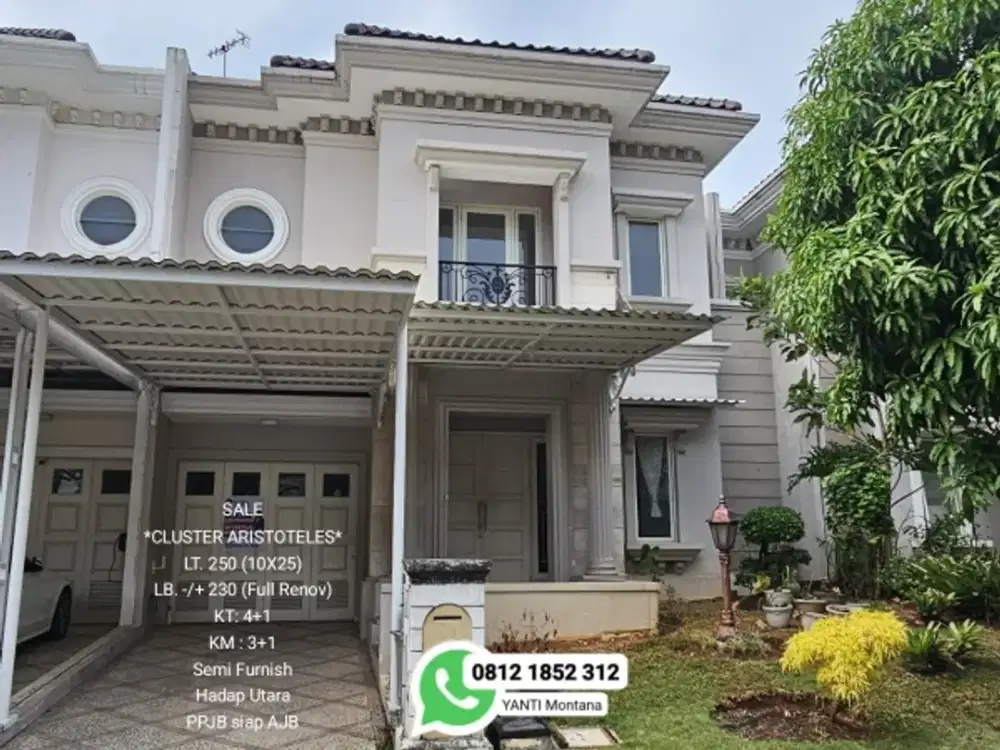 JUAL Murah  ARISTOTELES Full Renov Siap Huni di Summarecon Serpong