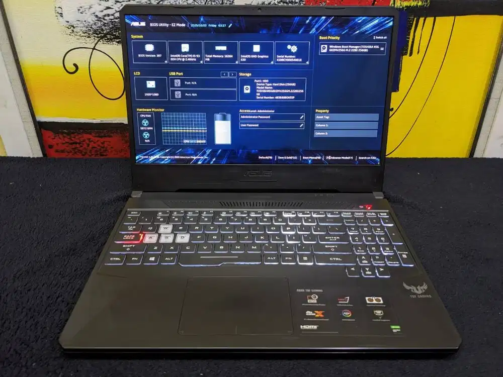 Laptop Gaming Asus TUF FX505 i5 Gen 9 16/256 GTX 1050 4GB mulus